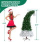 6 FT Santa Hat Style Pre-lit Christmas Tree, Hinged Artificial Xmas Tree Pine Tree With 250 Warm White Lights, 839 Branch Tips For Holiday Party Store Office Home, Green & White