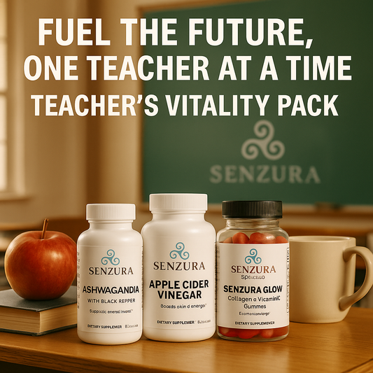Teacher’s Vitality Bundle – Ashwagandha Stress Relief, Apple Cider Vinegar Metabolism Support & Collagen + Vitamin C Gummi