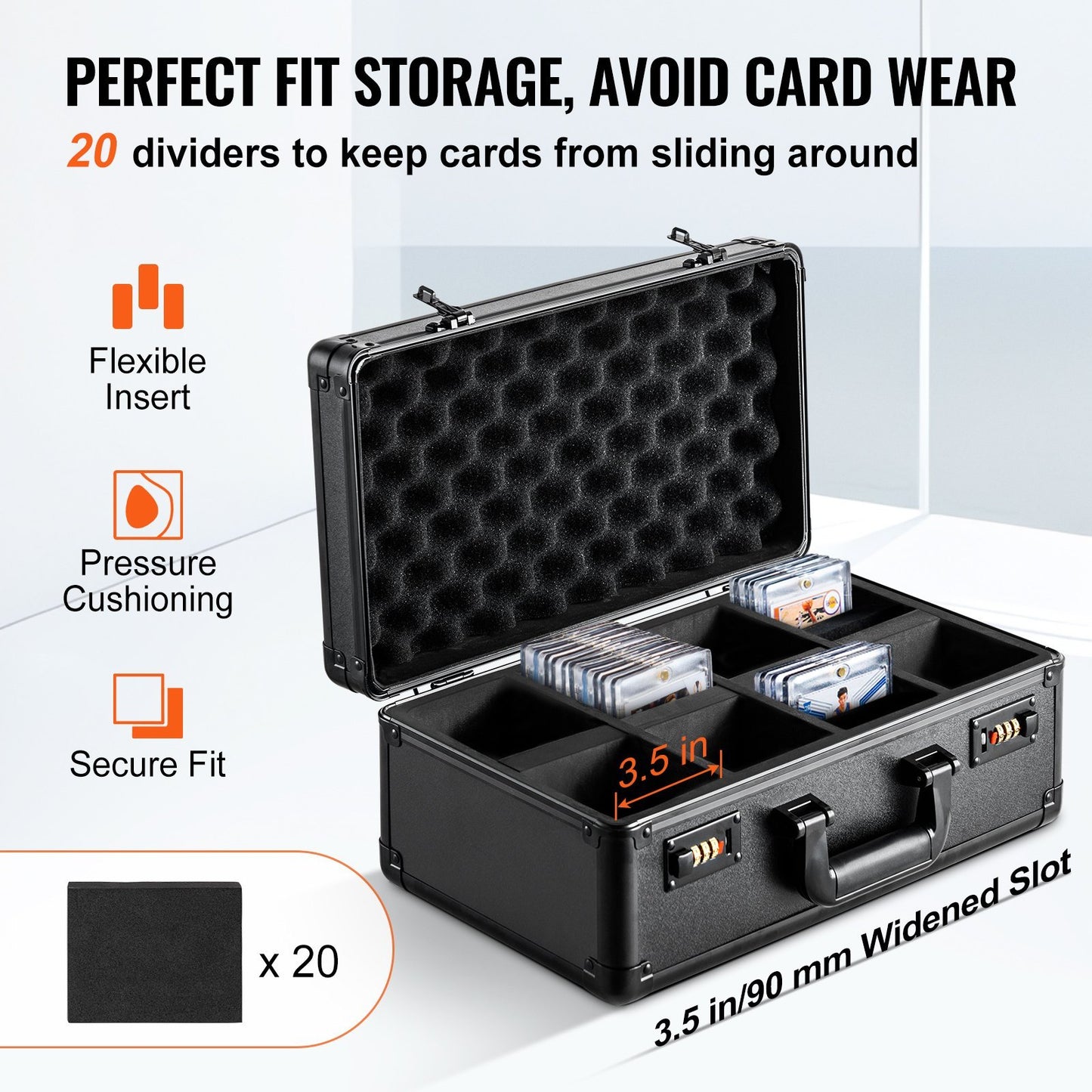 Graded Card Storage Case with Lock – Holds 120 PSA, 84 BGS, 96 SGC, 428 Top Loaders – 4-Slot Aluminum Carrying Box with Foam Dividers