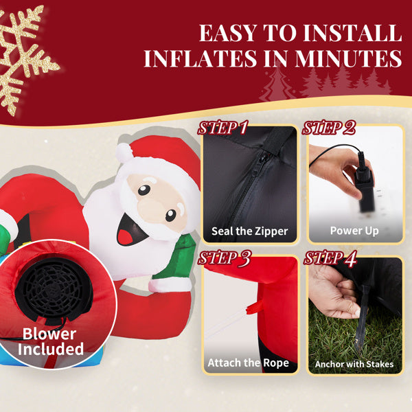 7FT Lighted Christmas Inflatable Decoration, Inflatable Santa Lying On Floor, Funny Blow Up Yard Decorations With Built-in LED Lights For Holiday Party Front Yard Lawn Garden Decor