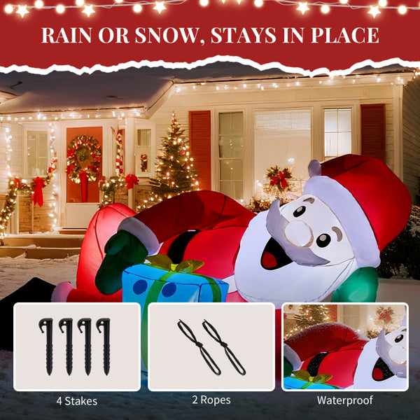 7FT Lighted Christmas Inflatable Decoration, Inflatable Santa Lying On Floor, Funny Blow Up Yard Decorations With Built-in LED Lights For Holiday Party Front Yard Lawn Garden Decor